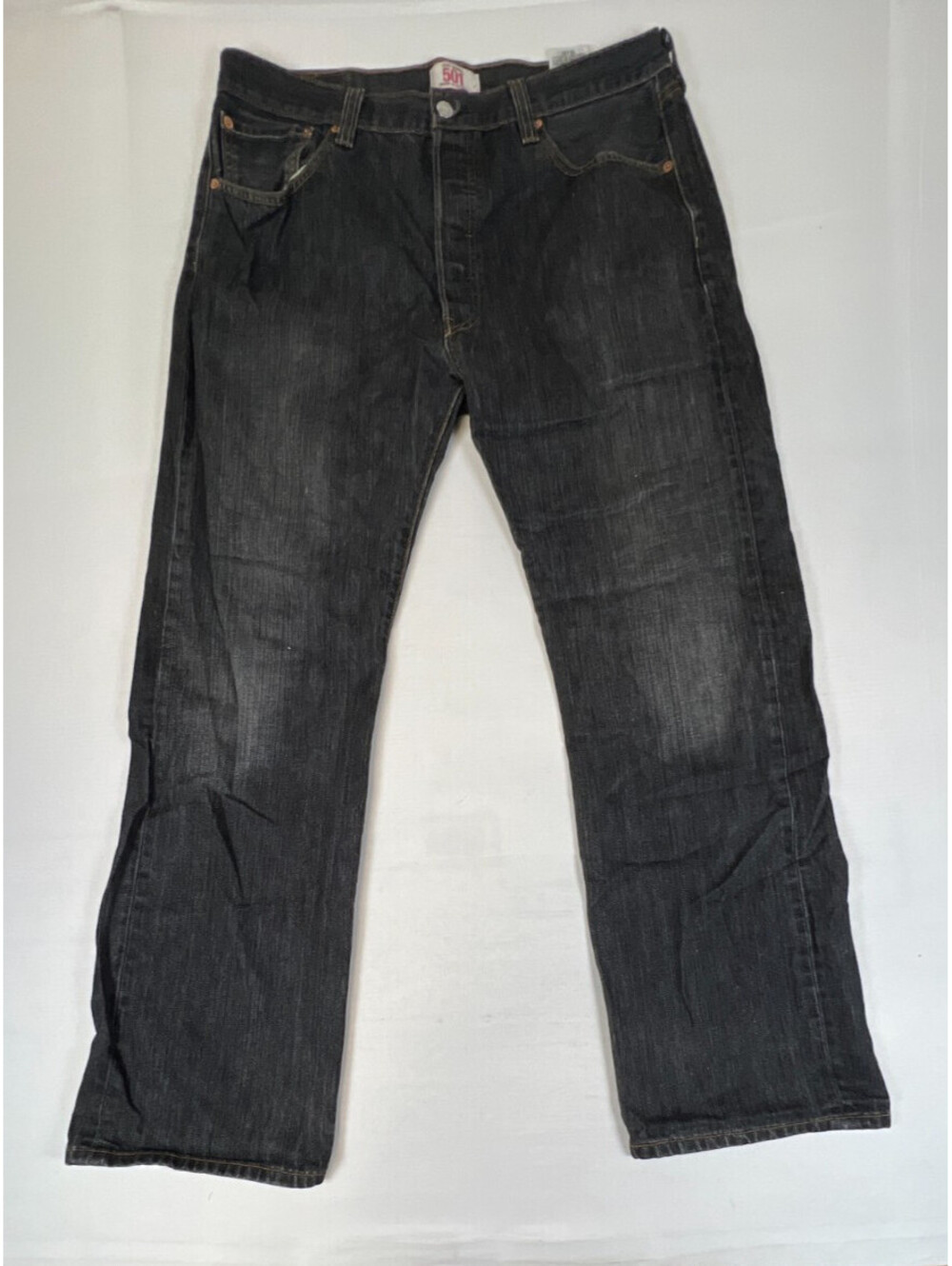 Levis Men 36x32 501 Original Fit Straight Leg Black Denim Jeans Button Fly